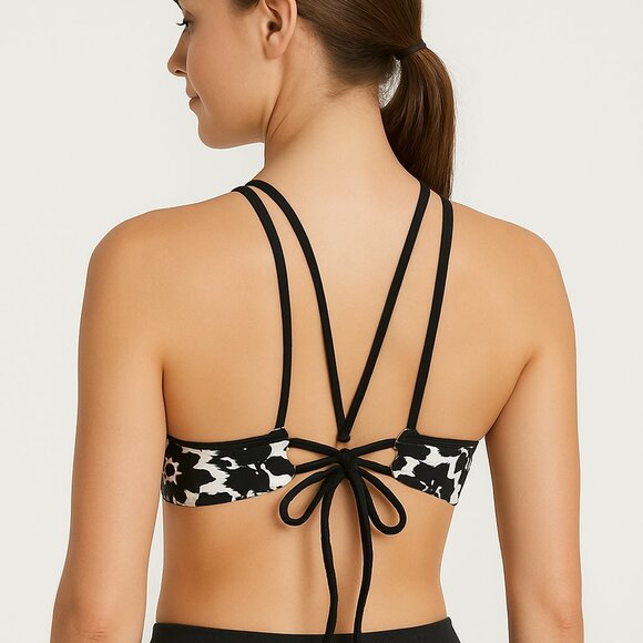 Hobie Bikini Swim Top High Neck Halter Floral Sz M - Picture 6 of 10